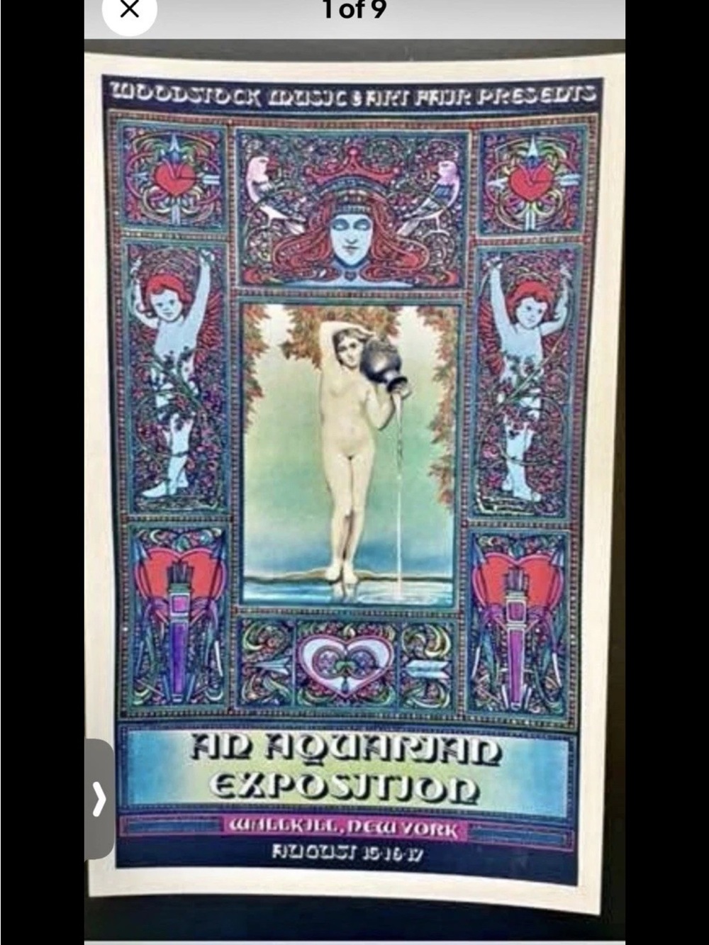Vintage Psychedelic Art Nouveau Poster - Blue & Pink